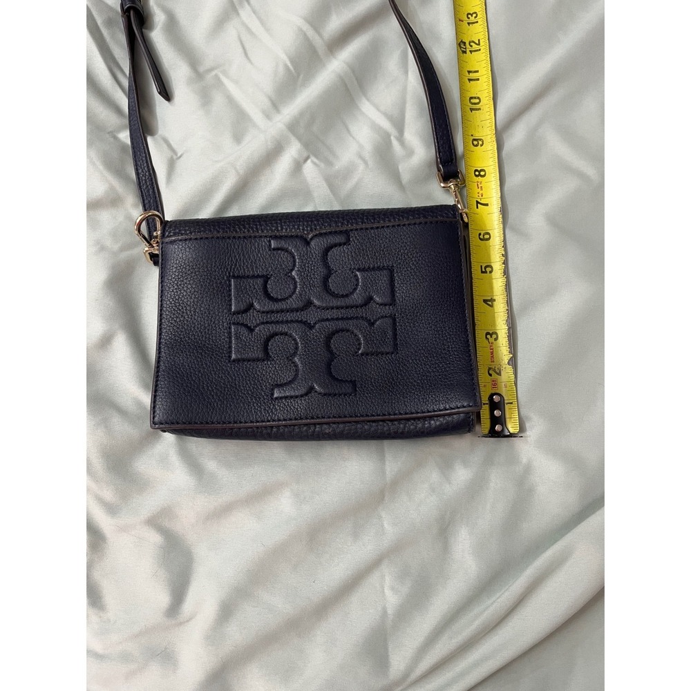 Tory Burch Britten Combo Crossbody Bag Navy Blue Pebbled Leather Luxury - Picture 7 of 8